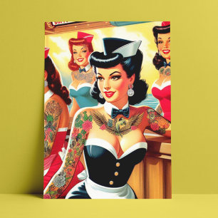 Retro Uniform Girls Postkarte