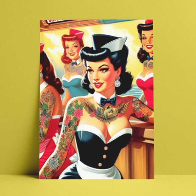 Retro Uniform Girls Postkarte (Von Creator hochgeladen)