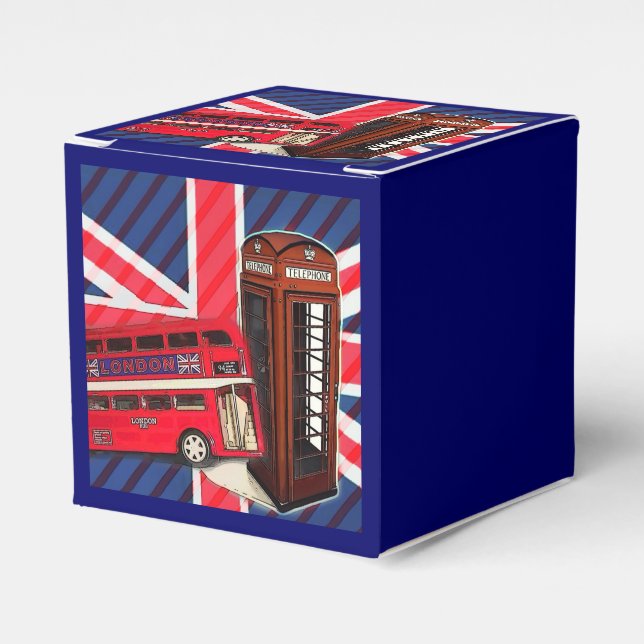 Retro Union Jack London Bus rote Telefonkabine Geschenkschachtel (Vorderseite)