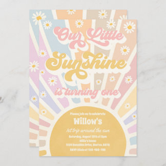 Retro Unser kleiner Sonnenschein 1. Geburtstag Par Einladung