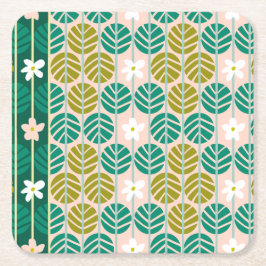 Retro-Untersetzer im Sommer grün/rosa Rechteckiger Pappuntersetzer