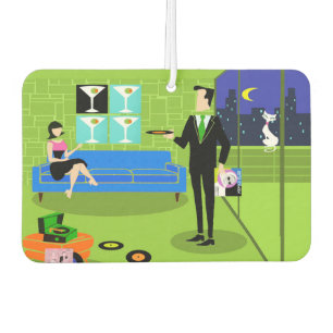 Retro Urban Cartoon Couple Air Freshener Autolufterfrischer