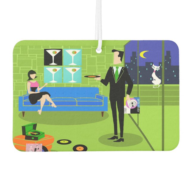 Retro Urban Cartoon Couple Air Freshener Autolufterfrischer (Vorderseite)