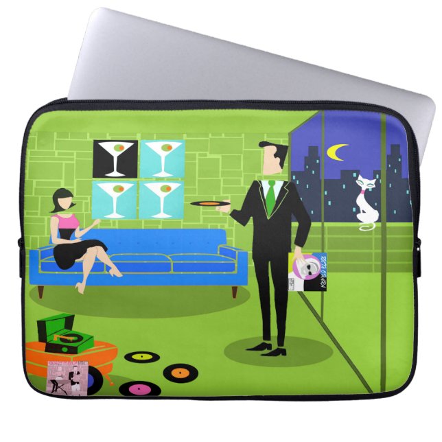Retro Urban Cartoon Couple Computer Bag Laptopschutzhülle (Vorderseite)