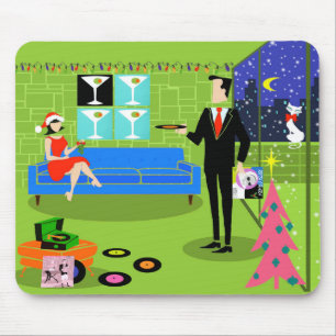 Retro Urban Christmas Couple Mousepad