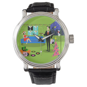 Retro Urban Christmas Couple Watch Armbanduhr