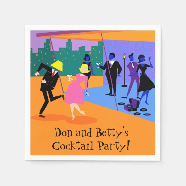 Retro Urban Rooftop Party Papier Napkins Serviette (Vorderseite)