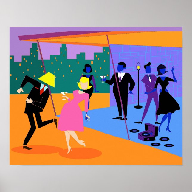 Retro Urban Rooftop Party Poster (Vorne)