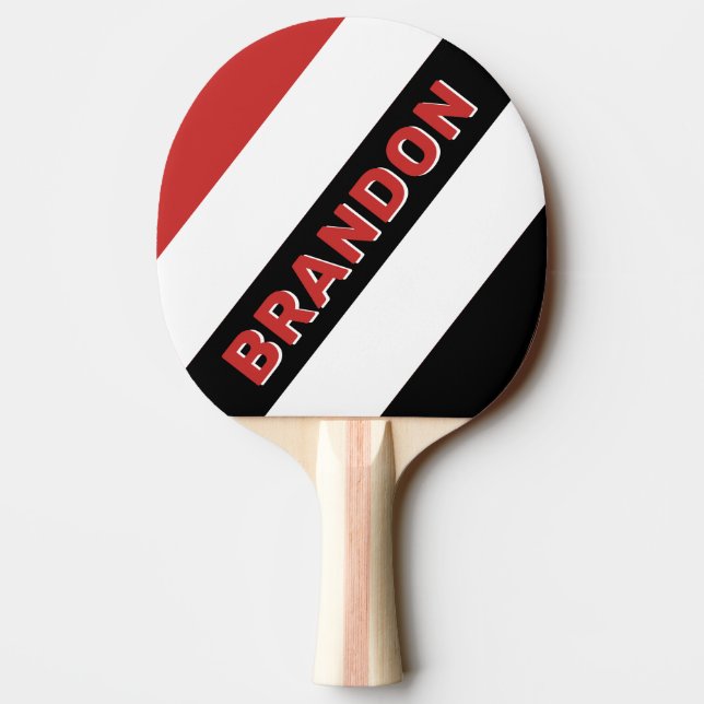 Retro Urban Zebra Bold Streifen mit Namen Tischtennis Schläger (Rückseite)