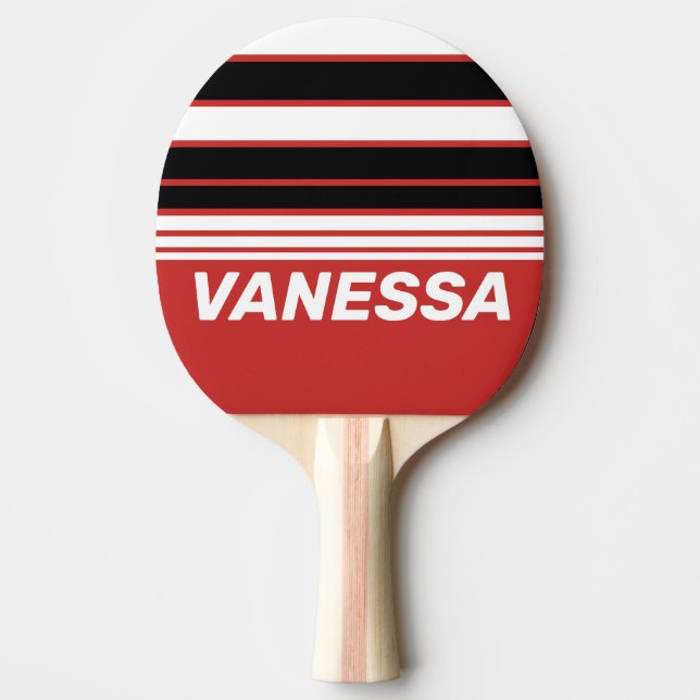 Retro Urban Zebra Horizon Striping with Name Tischtennis Schläger (Vorderseite)