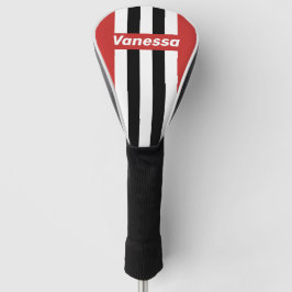 Retro Urban Zebra Pin Stripes with Name Golf Headcover