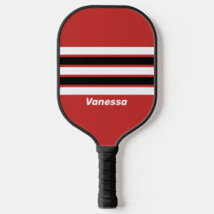 Retro Urban Zebra Über Streifen mit Namen Pickleball Schläger