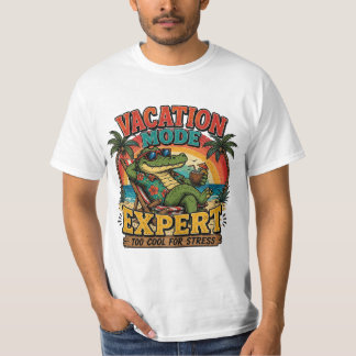 Retro-Urlaubsmodus-Experte Lustiger Alligator-Stra T-Shirt