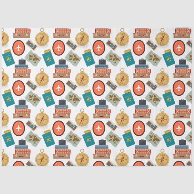 Retro-Urlaubsreise als Thema Seidenpapier (Vorderseite)