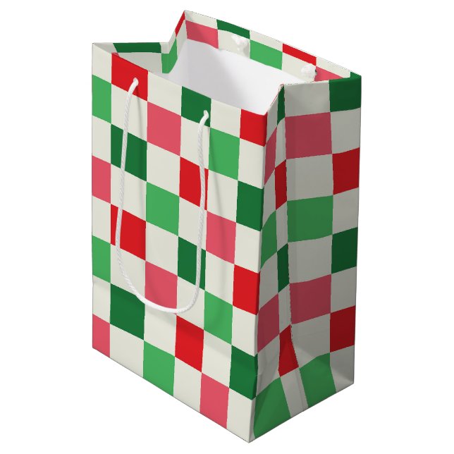 Retro-Urlaubstasche Mittlere Geschenktüte (Vorderseite Schrägansicht)