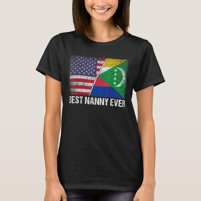 Retro US Comoros Flag Beste Kinderfrau je Mutter D T-Shirt (Vorderseite)