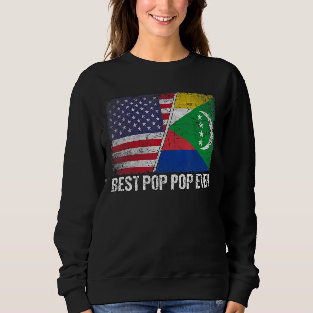 Retro US Comoros Flag Bester Pop Pop je Vater Sweatshirt (Vorderseite)