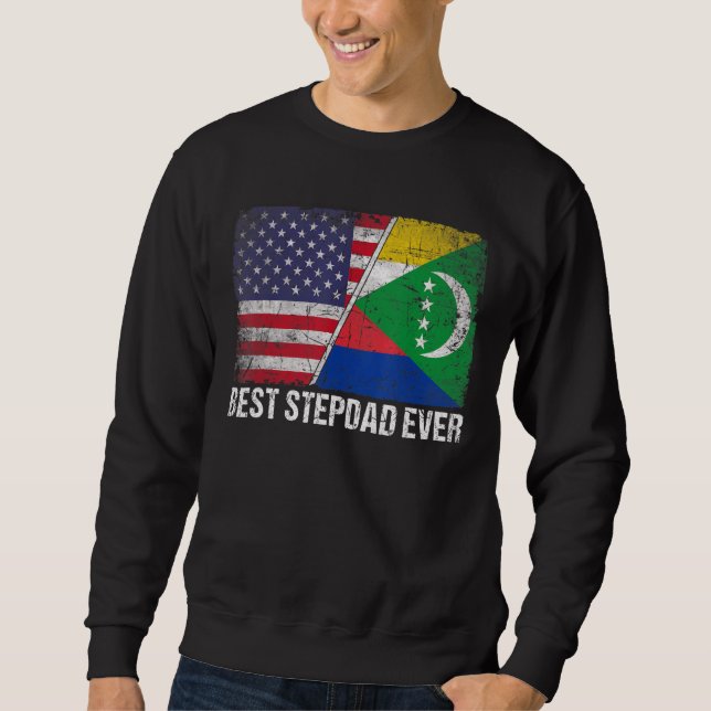 Retro US Comoros Flag Bester Stepdad je Vater Sweatshirt (Vorderseite)