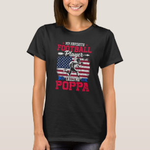 Retro US Flag Football Player nennt mich Poppa 4. T-Shirt