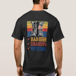 Retro US Flag Kampf Stiefel Vater Großveteran Tag T-Shirt