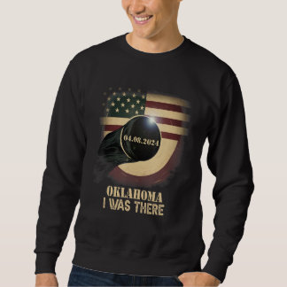 Retro US Flag Total Solar Eclipse 2024 Oklahoma Sweatshirt