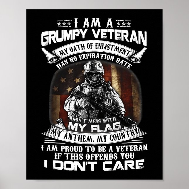 Retro US Flag Veteran Day Dont Mess With My Flag P Poster (Vorne)