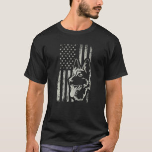 Retro US-Flagge Deutscher Schäferhund-Hündin 4. Ju T-Shirt