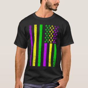 Retro US-Flagge Mardi Gras Carnival American Flag T-Shirt