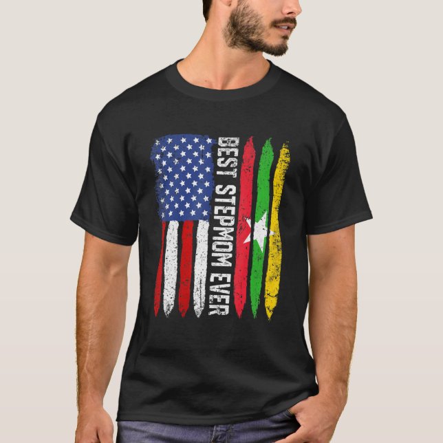 Retro Us Myanmar Flag Beste Stepmutter je Mutter T-Shirt (Vorderseite)