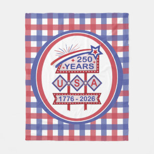 Retro-USA-250-Jahre-Jubiläums-Marquee-Schild 1776- Fleecedecke