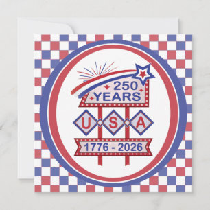 Retro USA 250. Jubiläums-Marquee-Schild 1776-2026 Einladung