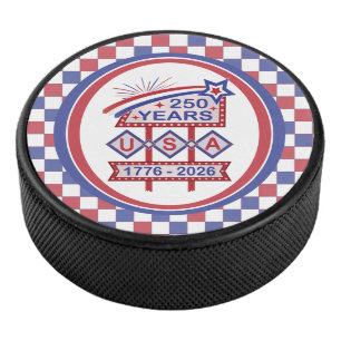 Retro USA 250. Jubiläums-Marquee-Schild 1776-2026 Eishockey Puck
