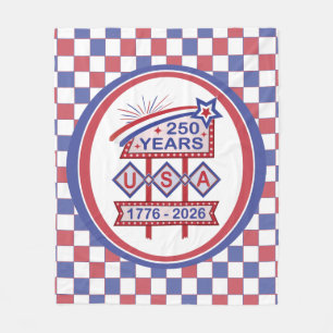 Retro USA 250. Jubiläums-Marquee-Schild 1776-2026 Fleecedecke