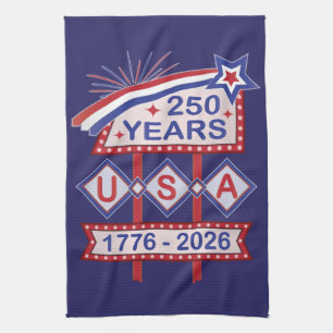 Retro USA 250. Jubiläums-Marquee-Schild 1776-2026 Geschirrtuch