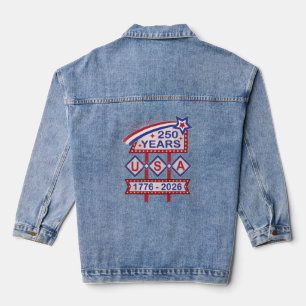 Retro USA 250. Jubiläums-Marquee-Schild 1776-2026 Jeansjacke