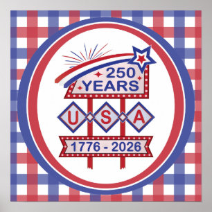 Retro USA 250. Jubiläums-Marquee-Schild 1776-2026 Poster
