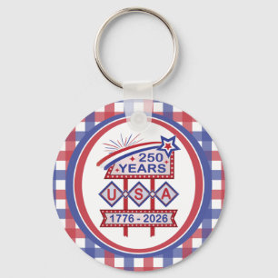 Retro USA 250. Jubiläums-Marquee-Schild 1776-2026 Schlüsselanhänger