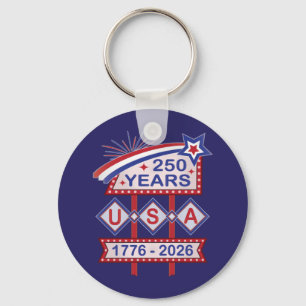 Retro USA 250. Jubiläums-Marquee-Schild 1776-2026 Schlüsselanhänger