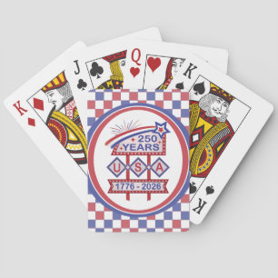 Retro USA 250. Jubiläums-Marquee-Schild 1776-2026 Spielkarten