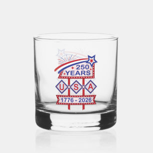Retro USA 250. Jubiläums-Marquee-Schild 1776-2026 Whiskyglas