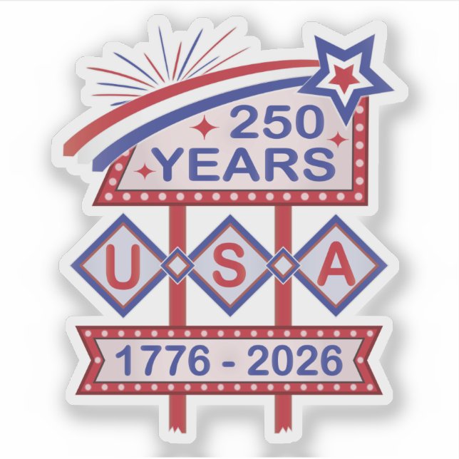 Retro USA 250th Anniversary Marquee Sign 1776-2026 Aufkleber (Vorderseite)