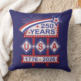 Retro USA 250th Anniversary Marquee Sign 1776-2026 Kissen