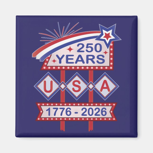 Retro USA 250th Anniversary Marquee Sign 1776-2026 Magnet (Vorne)