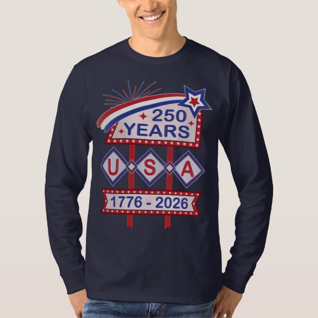 Retro USA 250th Anniversary Marquee Sign 1776-2026 T-Shirt (Vorderseite)