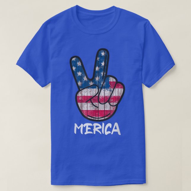 Retro USA 4. Juli American Flag Merica Peace S T-Shirt (Design vorne)