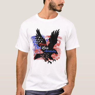 Retro USA Eagle Watercolor Long Live America T-Shi T-Shirt