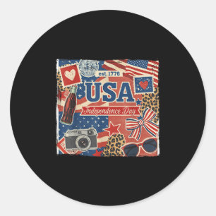 Retro USA Est 1776 Unabhängigkeitstag 4. Juli Co Runder Aufkleber