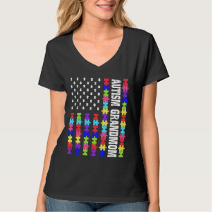 Retro Usa Flag Autism Großmutter Puzzle Autistic A T-Shirt