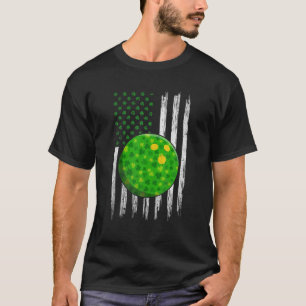 Retro USA Flag Bowling Kleeblatt Sports St Patrick T-Shirt