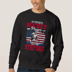 Retro-USA-Flag-Hockeyspieler nennt mich Stiefvater Sweatshirt